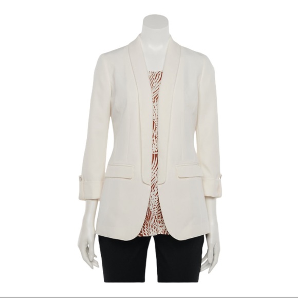 Apt. 9 Jackets & Blazers - APT 9 Ivory Tusk Open Front Long Boyfriend Blazer